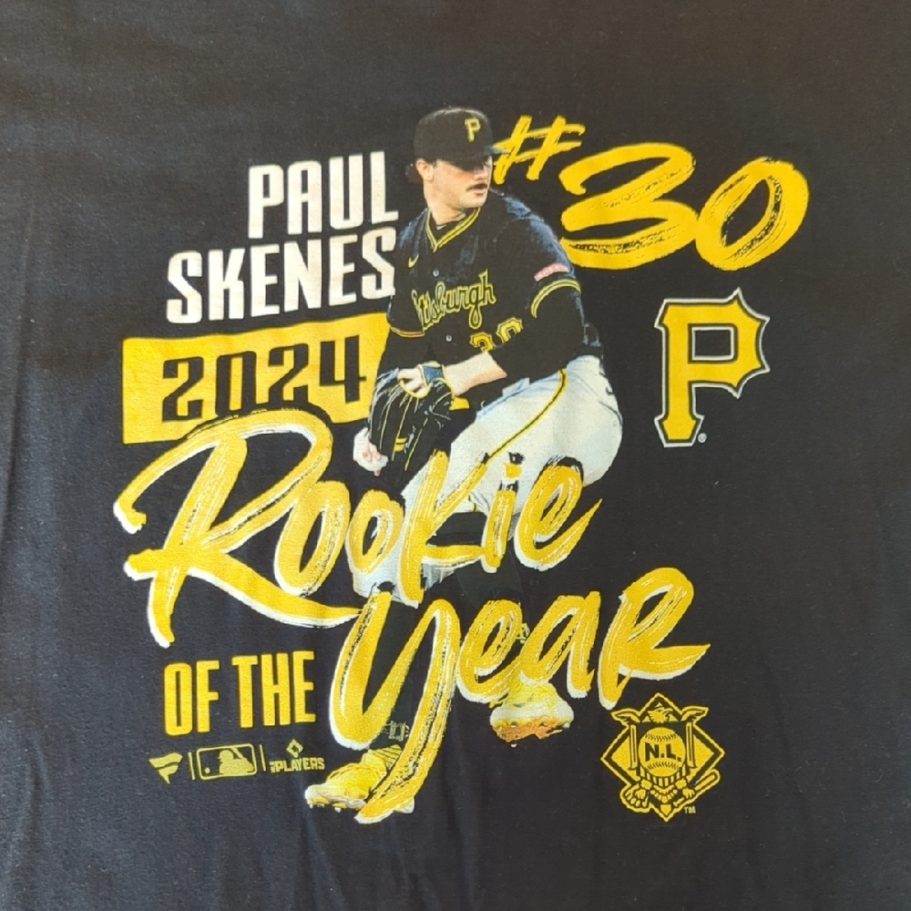 Fanatics Paul Skenes Rookie Of The Year Shirt. Pittsburgh Pirates.